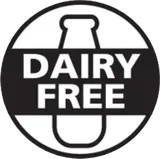 Seller claim seal with a milk bottle reading Dairy Free