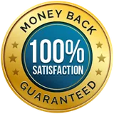 100% satisfaction money-back guaranteed seal